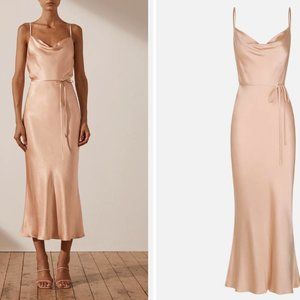 Shona Joy La Lune Bias Cowl Midi Dress Desert Rose